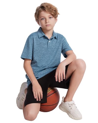 Ullnoy Boys Short Sleeve Polo Shirt Moisture Wicking Golf Shirt Kids School Camp Uniform Shirts Boys 4 Pack4