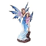 PTC 9 Inch Mother and Young Girl Blue Winged Fairy Statue Figurine