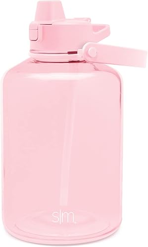Miniatura 2 de Botella de agua Simple Modern de 1 galón con tapa de sorbete de silicona con marcadores de onzas a prueba de fugas sin BPA, (128 onzas  3.8 libras),
