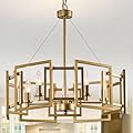 ZGLAOJT Modern Chandelier Gold Geometric Pendant Lighting Fixture 5-Light Metal Farmhouse Chandelier for Dining Room Living Room entryway Kitchen Bedroom Island