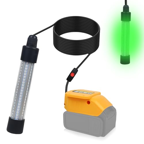 Lampe de pêche sous-marine LED verte 20V pour batterie DeWalt 3000 LM