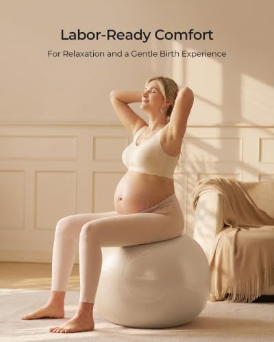 Image of Momcozy BirthEase Pregnancy Ball Set, Birthing Yoga Ball with App Courses