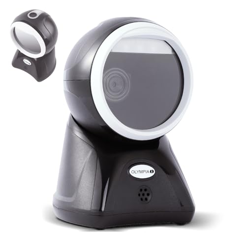 Olympia LS 7100 Scanner Vertical omnidirectionnel 2D | Scanner Automatique de Codes-Barres USB pour Une numérisation Mains Libres | USB & RS232 | Scanner de Codes-Barres précis pour POS, Vente au