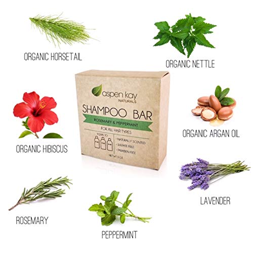 Solid Shampoo And Conditioner Bar Set, Organic Ingredients, All Hair Types, Sulfate-Free, Cruelty-Free & Vegan. One 3 Ounce And One 2.3 Ounce Bars (Rosemary & Peppermint) #TOP1
