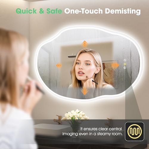 S'bagno Badspiegel-mit-Beleuchtung 600x900 mm, Badezimmerspiegel-mit-Beleuchtung und Bluetooth, Entfoggen, 3000K/4000K/6500K, Dimmbar, IP44-LED-Badspiegel mit Speicherfunktion, Horizontal/Vertikal 2