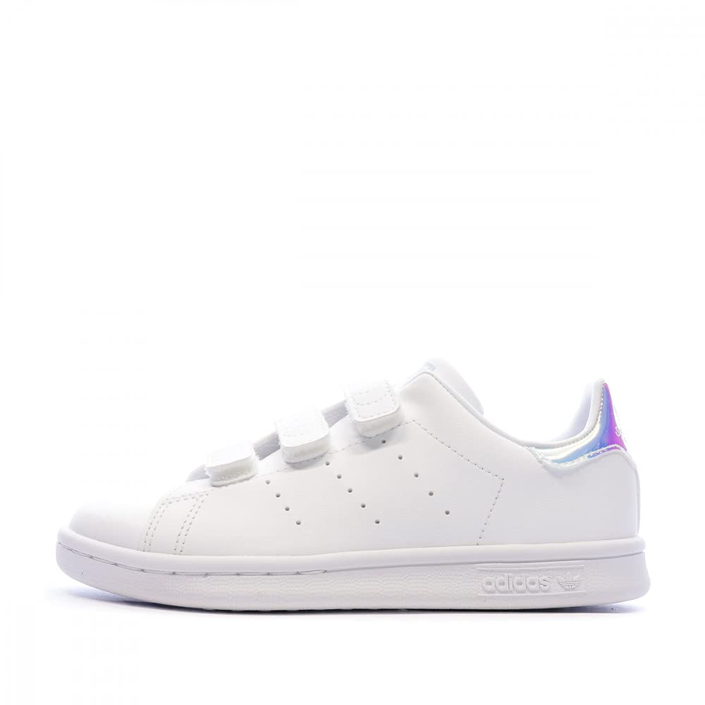 adidas Niños Zapatilla Stan Smith CF, Footwear White/​Footwear White/​Silver Metallic, 33 EU