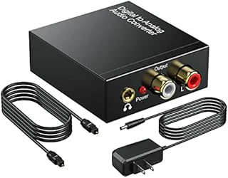 DAC 192KHz Digital to Analog Audio Converter, Aluminum Signal Converter Optical to RCA Converter with Optical Coaxial Cable, Toslink Optical to 3.5mm Adapter for PS4 HD DVD Home Cinema Systems