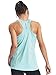 NELEUS Workout Running Racerback Long Tank Top for Women,8006,3 Pack,Light Blue,Rose red,Light Green,S,EU M