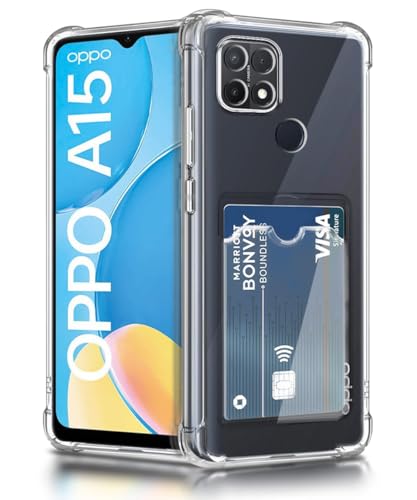 Image of WOW IMAGINE Transparent Back Cover Case for Oppo A15 | Oppo A15s | Flexible Built-in Slim Card Pockets Wallet | 360 Camera Protection TPU | Soft Silicone Mobile Cover - Transparent