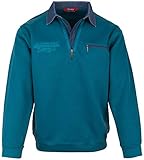 SOUNON Herren Sweatshirt, Polohemd, Pullover mit Hemdkragen, Meliert – Türkis, Groesse M