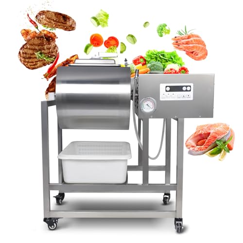 EASYROSE Commercial Vacuum Tumbler Marinator, 90-lb/45L Capacity, 3-Speed Bidirectional Meat Marinator with 1-99 Min Timer, 240W for Beef, Pork, Mutton & Vegetables