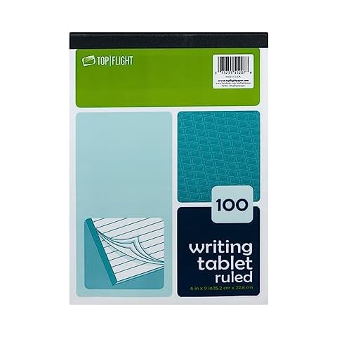 Top Flight Writing Tablet, White, 100 Sheets Cover