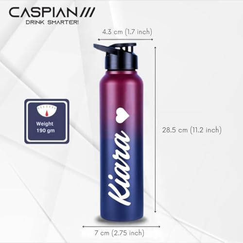 Image of CASPIAN / / / Hike Stainless Steel Customize Sipper Water Bottle (CUS-Midnight Crimson 1 Litre, Set of 1)| Leak Proof Thunder for Fridge Home Office Travel School Kids Boys Girls Adults Sports Gym Yoga
