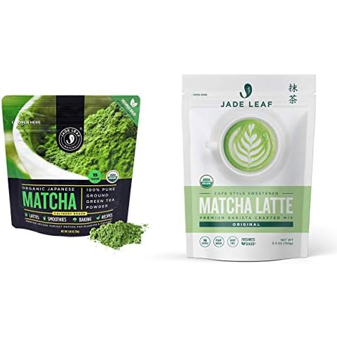 Jade Leaf Matcha + Latte Mix Bundle - Organic Matcha Green Tea Powder Culinary Pouch (30g) and Cafe Style Sweetened Matcha Latte Mix (150g) Cover