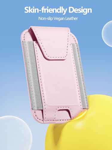 Image of Miroddi 2023 New Upgrade MagSafe Wallet With Privacy Flap Cover, Magnetic Card Holder for iPhone 14, 13 /12 Models, Leather MagSafe Wallet, Fit 7 Cards, Credit Card RFID Blocking, Baby Pink, Minimalist