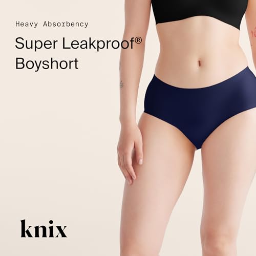 Image of KNIX Women Leakproof Period Underwear Boyshort - Heavy Flow Protection, Absorbs 4-7 Super Tampons