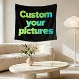 TICBIK Tapiz Personalizado, Tapices de Pared Fondo Personalizado con Foto Texto Nombre para Decoración Del Hogar Para Tapiz de Boda, Familia, Regalo Conmemorativo