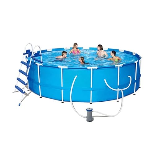 DFT Large PVC Above-Ground Swimming Pool with Strong Frame, 366Cm×122Cm, Suitable for All Ages, Durable, Easy to Install, Environmentally Friendly PVC Material(Size:366cm*122cm)