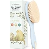 Wooden Baby Hair Brush - Cradle Cap Baby Brush with Soft Goat Bristles, Perfect Gentle Scalp Newborn Comb for Infant, Girls, Boys, Bath Essentials(Frost, Oval)