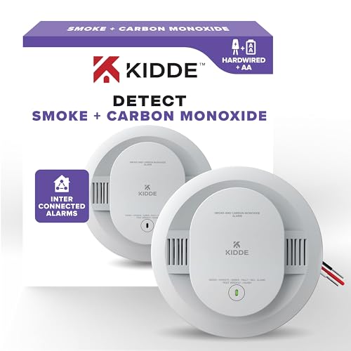 Kidde Hardwired Combination Smoke and Carbon Monoxide Detector with Interconnected Alarm, LED Warning Lights, and AA Backup Battery​, 30CUAR - image 1