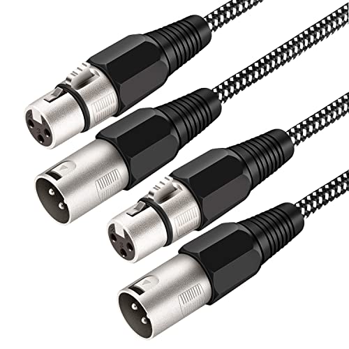 XLR Microphone Cable 20 FT/2Pack, 3 Pin Nylong Braided Balanced XLR Male to XLR Female Mic DMX Cable Patch Cords (Pure Copper Conductors)