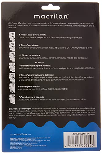 Macrilan Kit Kp5-9A Com 7 Pincéis Para Maquiagem - Preto