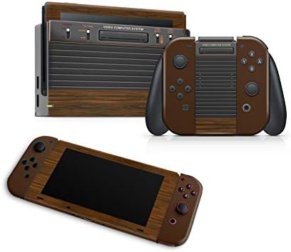 ZOOMHITSKINS Matte Skin Compatible with Switch, Retro Wood Vintage Console Design, Durable 3M Vinyl Decal Wrap, Precision Fit, Bubble-Free, Made in USA - 1