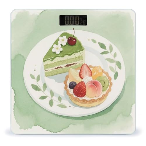 Báscula Digital Watercolor Cake Fruits Tart de Vidrio Templado