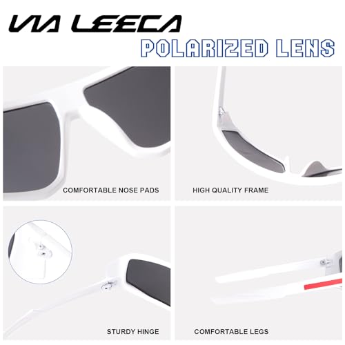 VIA LEECA Polarized Baseball Sport Sunglasses for Men Women, Fashion Uv400 Protection Wrap Around Unbreakable Shades3