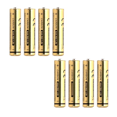 Pila de Carbono-Zinc R03 (AAA) 1,5 V, Paquete de 8 Unidades, Ideal para Dispositivos electrónicos y Juguetes.
