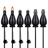 DIKAIDA 6 Pack Outdoor Tiki Torches, Upgrade 59-Inch Metal Torch, Flame Light Torch, 2-in-1 Yard or Tabletop Torch, Backyard Garden Patio Lighting, Decorative Urban Lantern