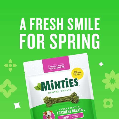 Image of Minties Dog Dental Bone Treats, Tiny /Small Dental Dog Treats, 16 Ounces, Cleans Teeth, Fight Bad Breath, Removes Plaque and Tartar, 40 Count