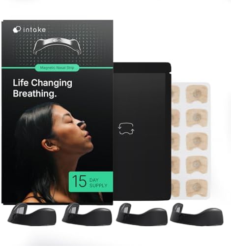Intake Breathing Magnetic Nasal Strips Starter Kit (15 Count, Bla...