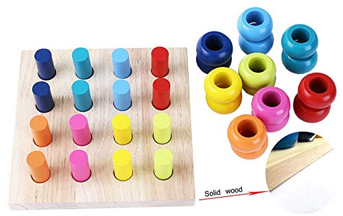 Babe Rock Wooden Color Sorting Stacking Rings Board Educational Learning Counting Toys Puzzle Games For 1 Year Old Preschool Kids Children Gift #TOP6