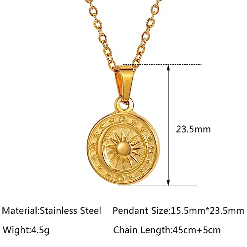 Jude Jewelers Stainless Steel Sun Moon Star Round Shaped Holiday Summer Beach Pendant Necklace  thumb #2