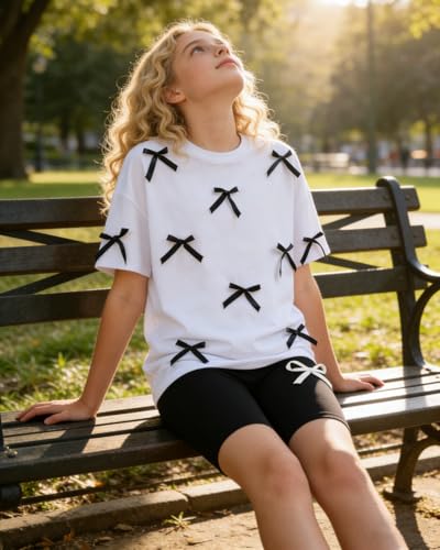 Image of Kids Girl Clothes Heart Print Short Sleeve Top and Shorts Cute Girl Summer Outfits Short Set