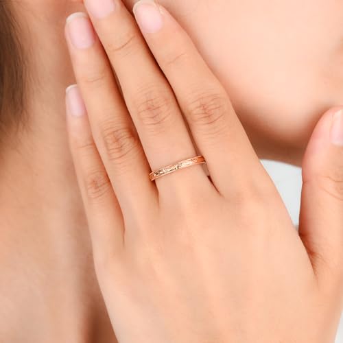 Vintage Wedding Band for Women, 925 Sterling Silver Carved Ring Plain Engagement Rings for Women Stacking Promise Ring for Her Wedding Rings Size 3-102
