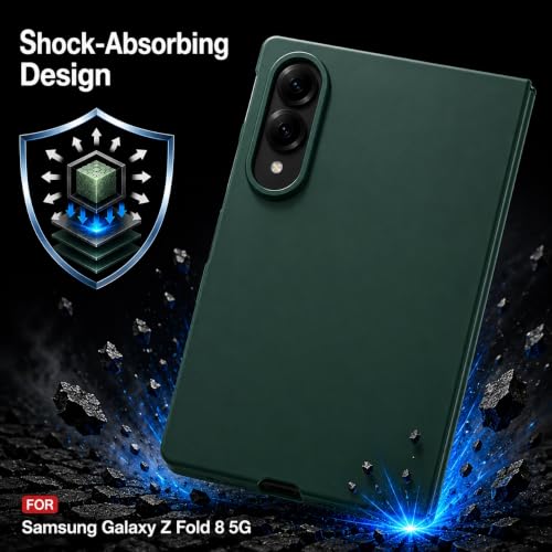 Image of amazon basics Slim Matte Hard PC Back Cover Case for Samsung Galaxy Z Fold 8 with Integrated Hinge Protection and Smooth Anti-Fingerprint Finish (Midnight Green)