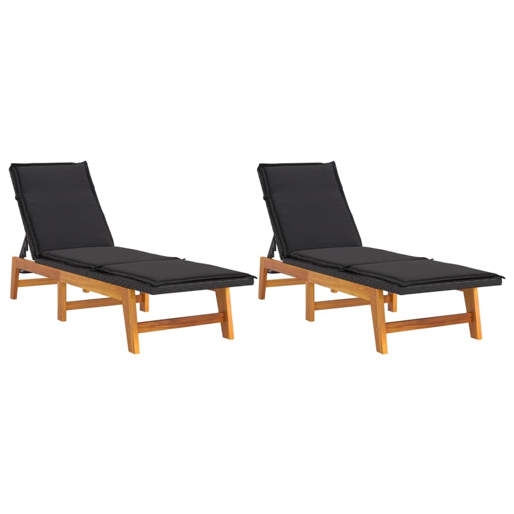 Mobilier de terrasse en bois d'acacia massif et résine tressée avec matelas de luxe réglables
