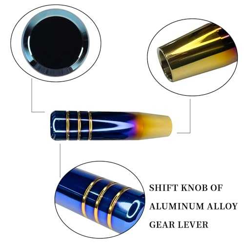 QKYS Car Long Gear Shift Lever Knob Handle Compatible with Honde, 5\" Aluminum Alloy Shift Knob for Most Automatic Manual Vehicle with 3 Adapters (Multicolor)