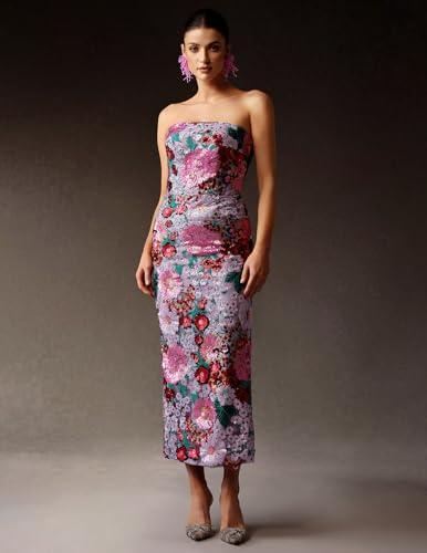 BELLA BARNETT Glamorous Purple Hued Embellished Strapless Sequin Dress for Cockltail2