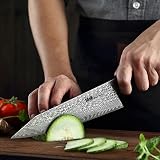 Nóż Dellinger Kiritsuke CHEF – nóż kucharski z japońskiej stali VG-10 i 67 warstw stali damasceńskiej z ergonomicznym uchwytem, ostrze 215 mm