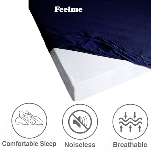 Image of Feelme Waterproof Mattress Cover for Queen Size Bed 72x60 Mattress Protector Queen Size Bed (72x60 Inch / 6x5 feet) Blue
