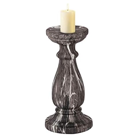 VECELO 8" Candle Holder for LED, Taper and Pillar Candles, Gifts for Wedding, Party, Home, Spa, Reiki, Votive Candle(S), Grey Cover