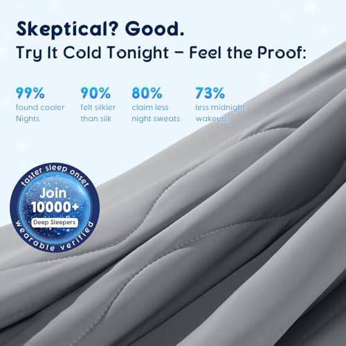 Image of Cooling Comforter, Cooling Blanket for Hot Sleepers and Night Sweats, Double-Sided Cool Breathable Soft Lightweight Blanket, All Season Bedding Comforter, (Mist Light Grey, King(106 inchx90 inch))
