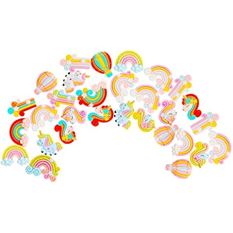 30 Pcs Rainbow Clouds Cake Topper Picks Mix Rainbow Clouds Cake Topper DIY Bubble Cloud Rainbow Unicorn Resin Accessories Cover