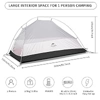 Naturehike Cloud up Pro Zelt 1 Person Leichtes Campingzelt, Einfacher Aufbau Winddicht & Wasserdichtes Kuppelzelt für Outdoor Reisen Trekking (Pro/Marineblau) – Ansicht 2