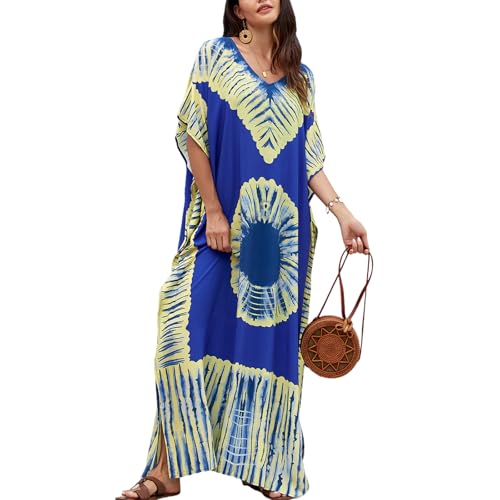 Kaftan Dresses for Women Beachwear Cover Up Floral Print V-Neck Loungewear Ethnic Resort Wear Vacation Poolside