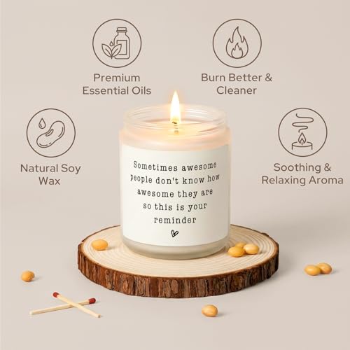 Image of Gifts for Women Men, Inspirational Thank You Gifts Candle 7Oz | Friendship, Thank You Gift, Birthday Gift for Woman Man Friend Teacher Mom Girlfriend Sister, You Are Awesome Candle Lavender
