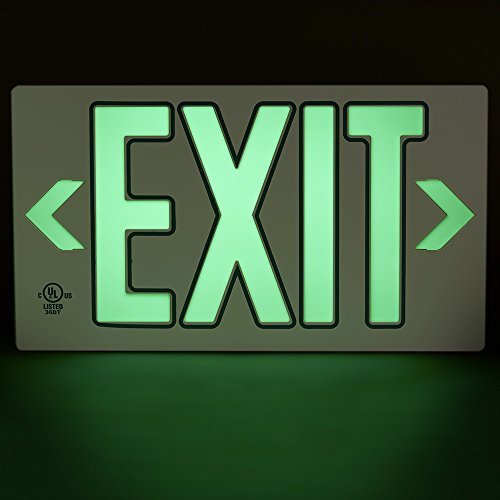 Ul Listed 50 Foot Jessup Glo Brite 7120-B Exit Sign, Single Sided With Frame, White With Green Outline, 8.75-Inch X 15.5-Inch (Mounts 4 Ways, Includes Bracket And Arrows) #TOP1